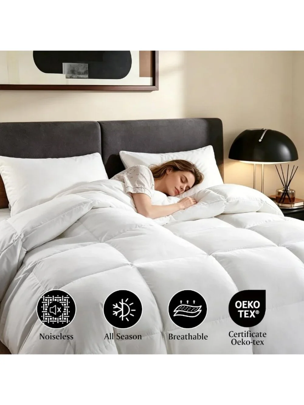 Luxurious King Size White Goose Feather & Down Comforter - Soft, Cozy & Warm